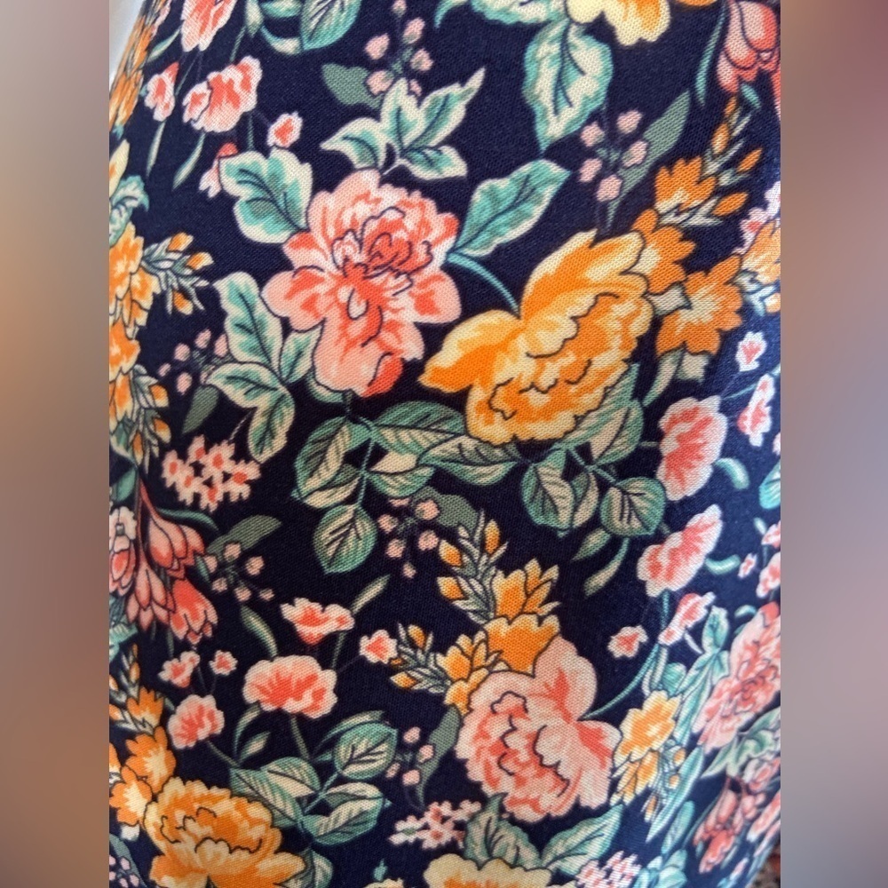 Old Navy~NWT~Multi-Color Floral Print~Ruffle Wrap Midi Dress~Cap Sleeves~Size S - Picture 3 of 15